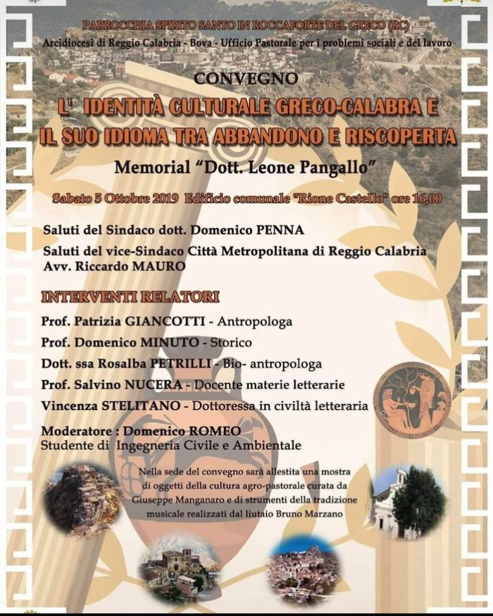 Roccaforte del Greco. Sabato 5 ottobre avrà luogo il convegno: &quot;L&#039;identità culturale greco calabra e il suo idioma tra abbandono e riscoperta&quot;