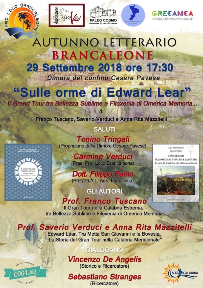 Sabato 29 settembre incontro letterario a Brancaleone su Edward Lear