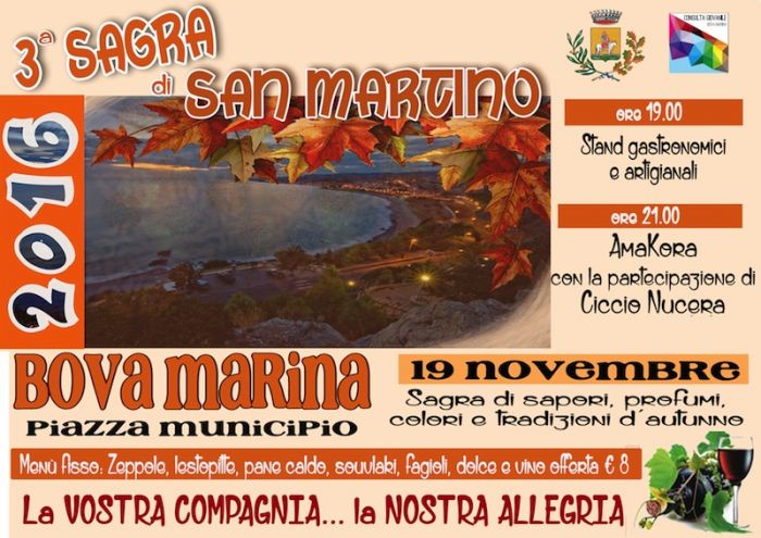 Bova Marina. Sabato 19 la 3^ Sagra di San Martino