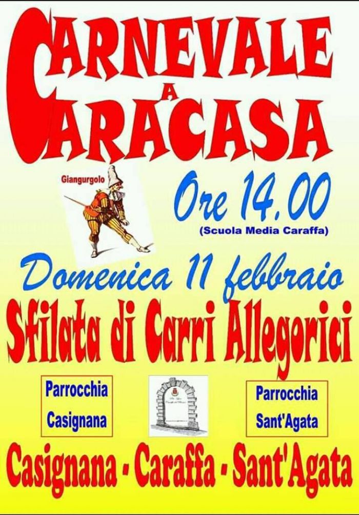 Domenica 11 febbraio, la sfilata per i tre paesi (Sant’Agata, Caraffa e Casignana)